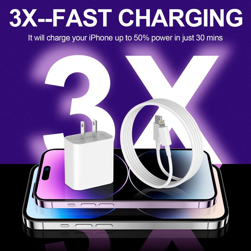 Para Carregador iPhone16 Carregamento Rápido, Para Carregador iPhone15, Para Carregador iPad Carregamento Rápido Carregador de Parede com Cabo USB C para C de 6 PÉS