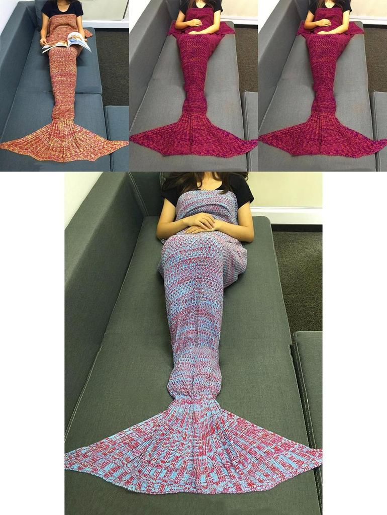 Mermaid Tail Blanket With Warm Acrylic Material For Teen Room And Lounge Comfort