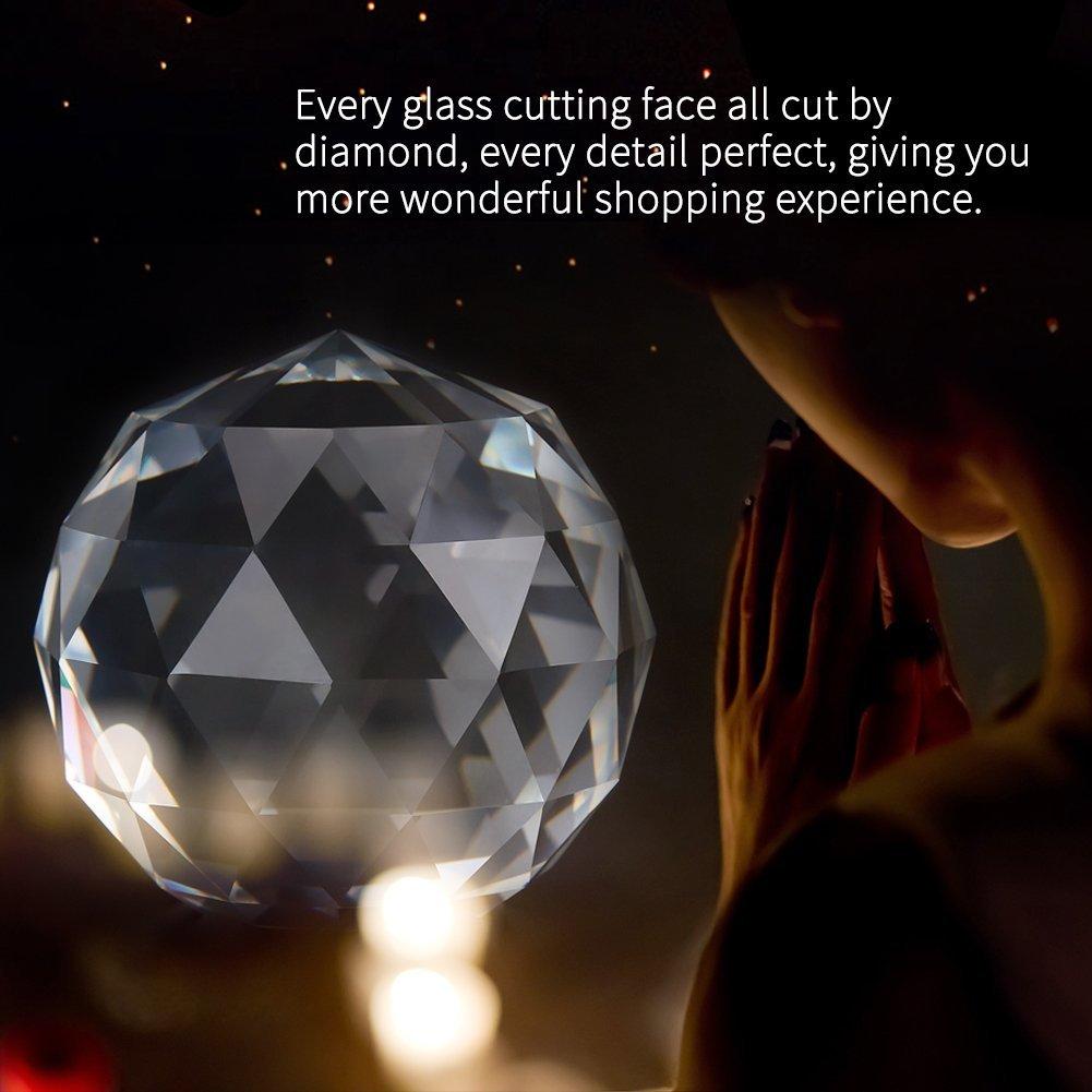 Multi-faceted Suncatcher Crystal Ball, Translucent, 80mm, for Home Decor, Crystal Glass, Perfect for Windows or Entryways