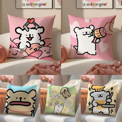 Fofo Pequeno Personagem Coreano MMaltês Capa de Almofada Fronha Pelúcia Curta Zíper Invisível Quarto Almofada de Sofá Capa