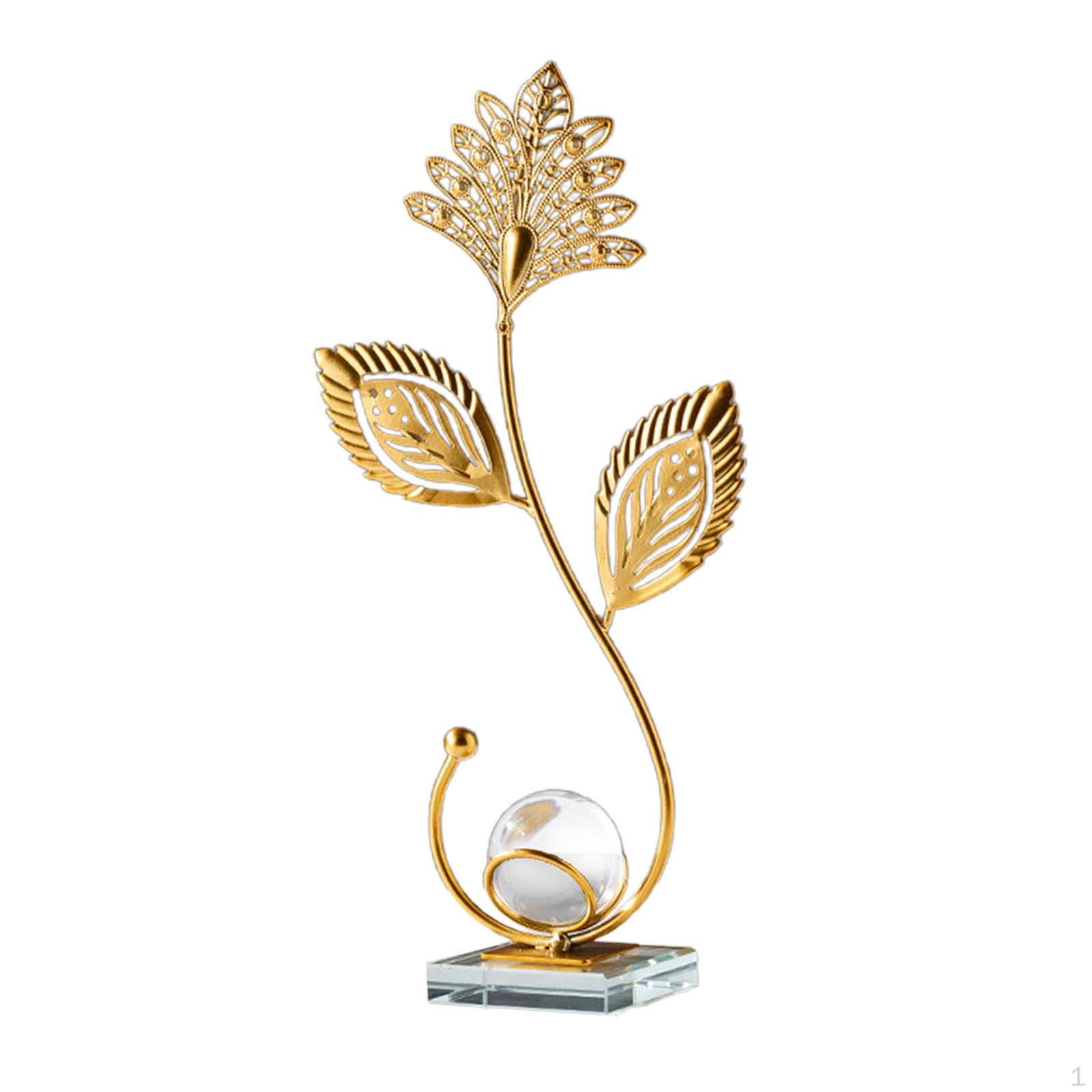 

Leaves Statue Crystal Ball Decorative Shaped Figurine Nordic Desktop Ornament Metal Sculpture for Style B