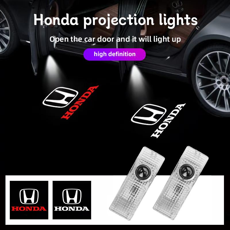 2Pcs Car Door Welcome Lamp HD LED Emblem Projector Lights For Honda Civic Fit Jazz Accord Pilot CRV Odyssey Passport City HRV