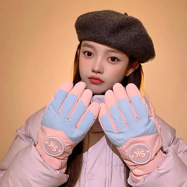 

WTEMPO Women s Ski Gloves Winter Thickened Fleece Inner Warm Cold-proof Gloves Water-resistant Outdoor Riding Gloves Anti-slip Touch Screen Gloves 1 pair светло-синий