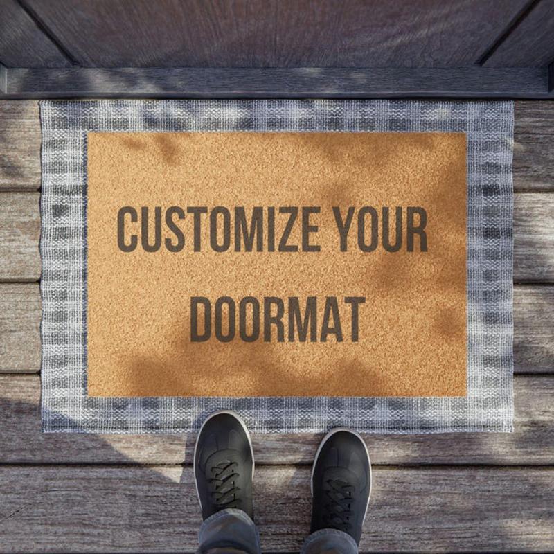 Coir Look Doormat Vintage Floral Text Design Welcome Mat Rug for Living Room Home Indoor Outdoor Housewarming Gift