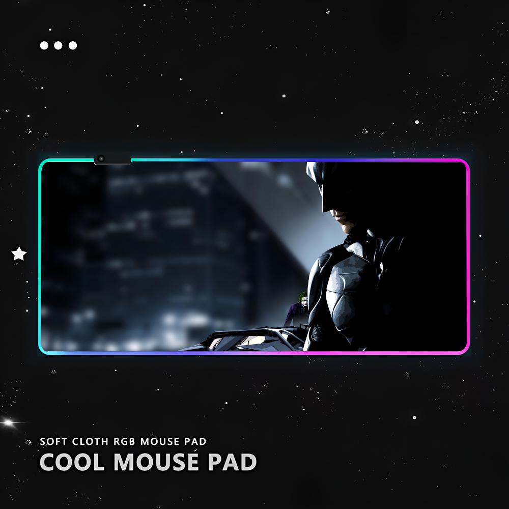 B-Batman A-Arkham Knight Mouse Pad RGB Pc Gamer Keyboard LED Glowing mause pad Mats Rubber Cute Cartoon Gaming Computer csgo lo