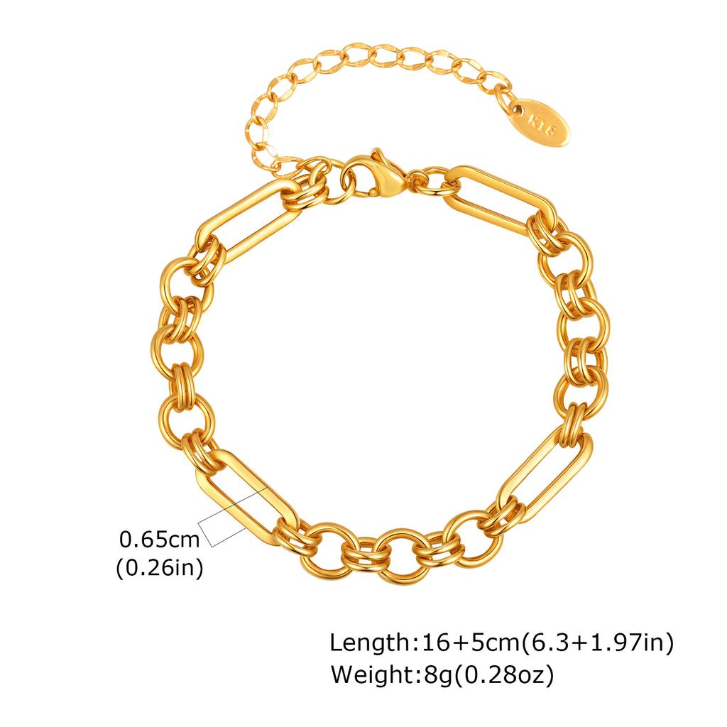 Chunky Bold Toggle Bracelets for Women, Stainless Steel OT Buckle Link Chain Bracelet Gold Plated Tarnish Free