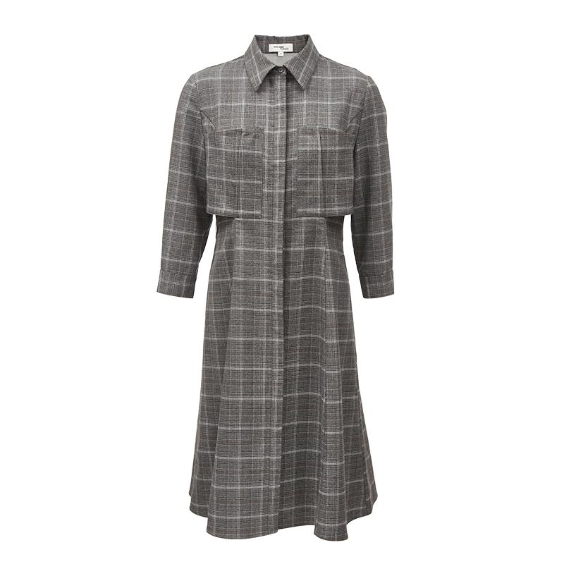 

VEROMODA Women s Plaid Seven-Sleeve Shirt Dress XS
