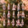 Retro Christmas Tree Hanging Decor Nutcracker Ornaments for Tree, Wooden Soldier Lightweight Flat Decoration, 2D Pendants Xmas Holiday Party Exquisite
