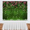 2D Natural Plant Wall with Pink Roses and Daisies Backdrop Photo Background