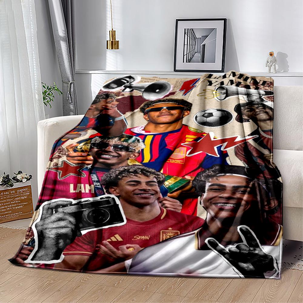 Lamine Yamal's Spain's Soccer Star Blanket Soft Warm Cozy Great for Chair Picnics Seaside Four Seasons Multipurpose Digital Print Best Holiday Gift fo