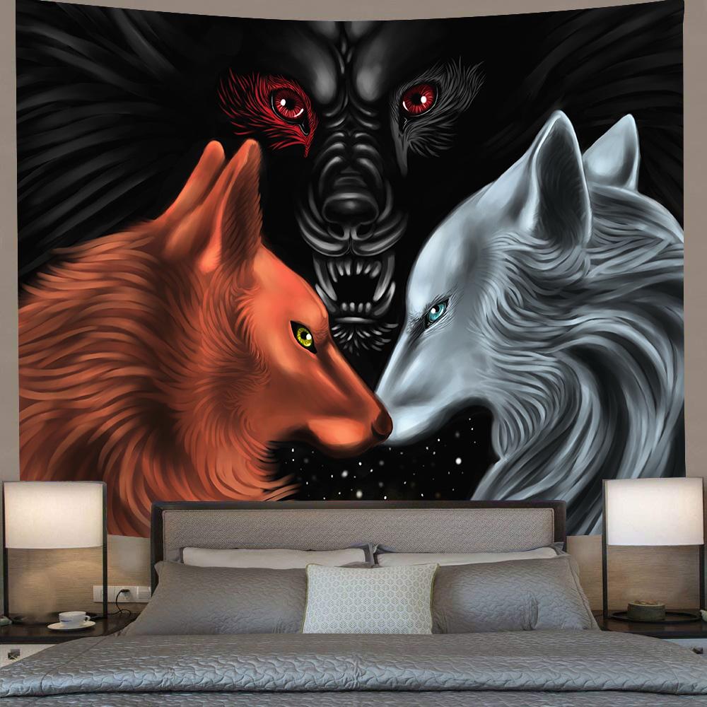 Tarot Tree of Life Sun Moon Yin Yang Bagua Tapestry Skull Planet  Wolf  Bedroom Room Aesthetics Home Decor