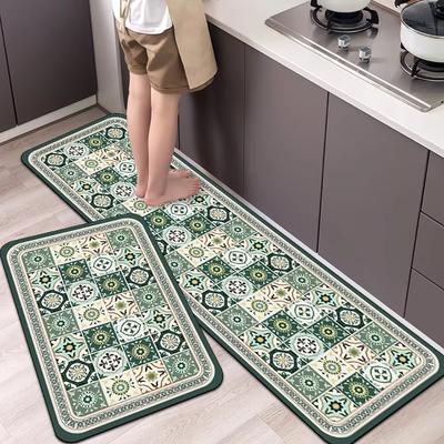 1PC/2PC Crystal Velvet Kitchen Carpet Bathroom Absorbent Mats, Toilet Entrance Floor Mats, Door Rug Home Decoration
