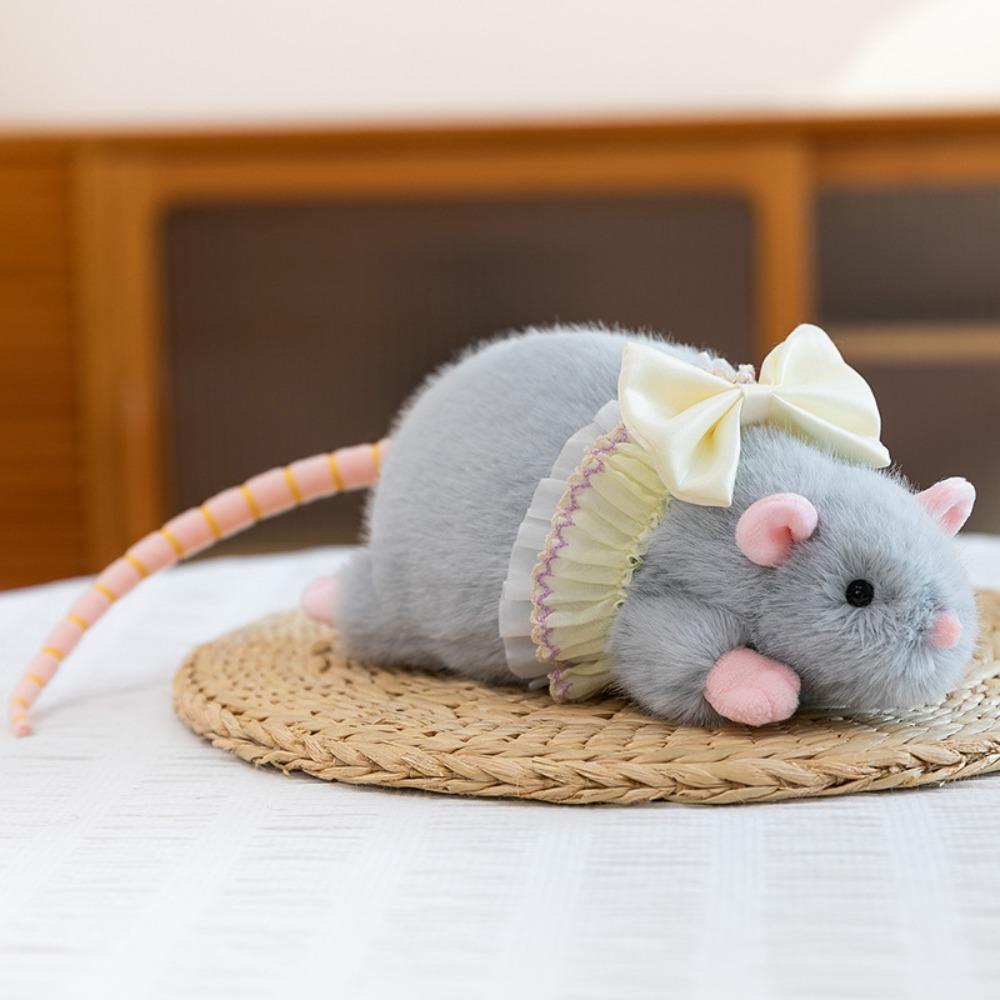 Plush Mouse Doll Floral Dress Mouse Toy Creative Flower Branch Rat Doll  Kids Gift Birthday