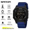 Sanda Student Waterproof Sports Watch: Square Dial, Luminous, Stopwatch, Multifunctional Electronic Timer.
