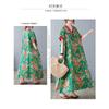 Summer New Printed V-neck Loose Large Size Chinese Style Long Dress Temperament Female