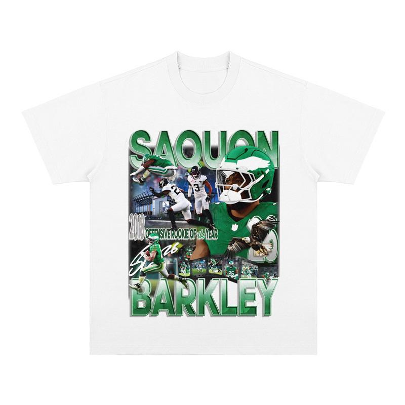 NFL Football Saquon Barkley American Small Neckline Short-sleeved T-shirt High Quality Luxury Brand Selling Popular Style