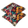 Mexican Sugar Skulls And Flowers 2 Pcs Square Pillowcase Pillow Cover Cushion Decor Comfort Throw Pillow For Home Sofa
