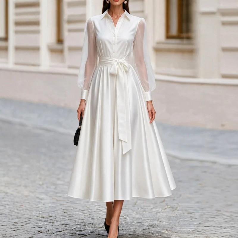 Elegant A-Line Long Sleeve Mesh Overlay Evening Dress Women Formal Occasion Party Gown