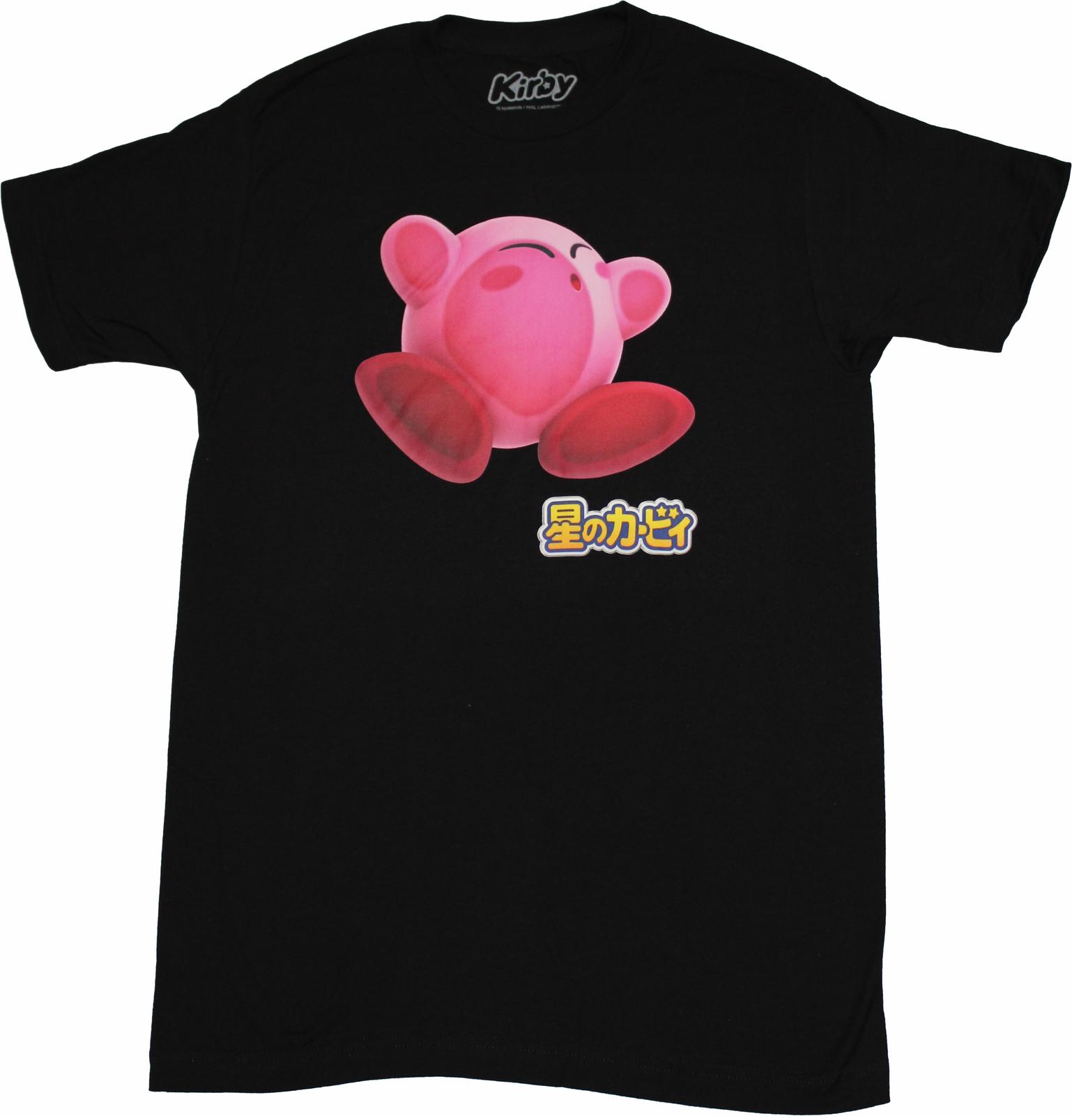 Kirby New Adult T-Shirt - Blowing Kirby Over Kanji S
