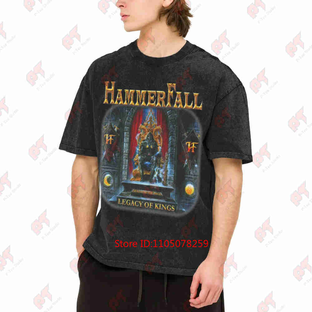 Hammerfall Legacy Of Kings Metal Rock Band Vintage Washed Tee Pure Cotton T-Shirt