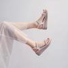 Fashion pearl beading transparent platform sandals women thick bottom summer wedges shoes ankle strap gladiator sandalias mujer 2025