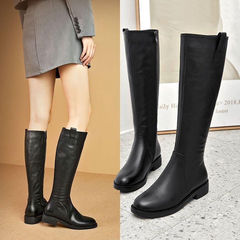 Boots Women's Autumn New Women's Leather Boots 2025 Fashion Versatile Knee Boots Skinny High Waist Knight Boots Single Boots
