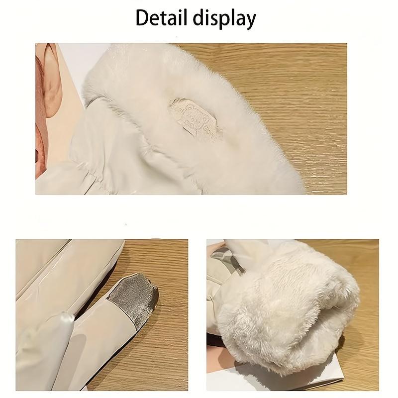 1 pair Women's Winter Thickened Plush Touchscreen Warm Riding Mountain Skiing Windproof Motorcycle Gloves, Thickened