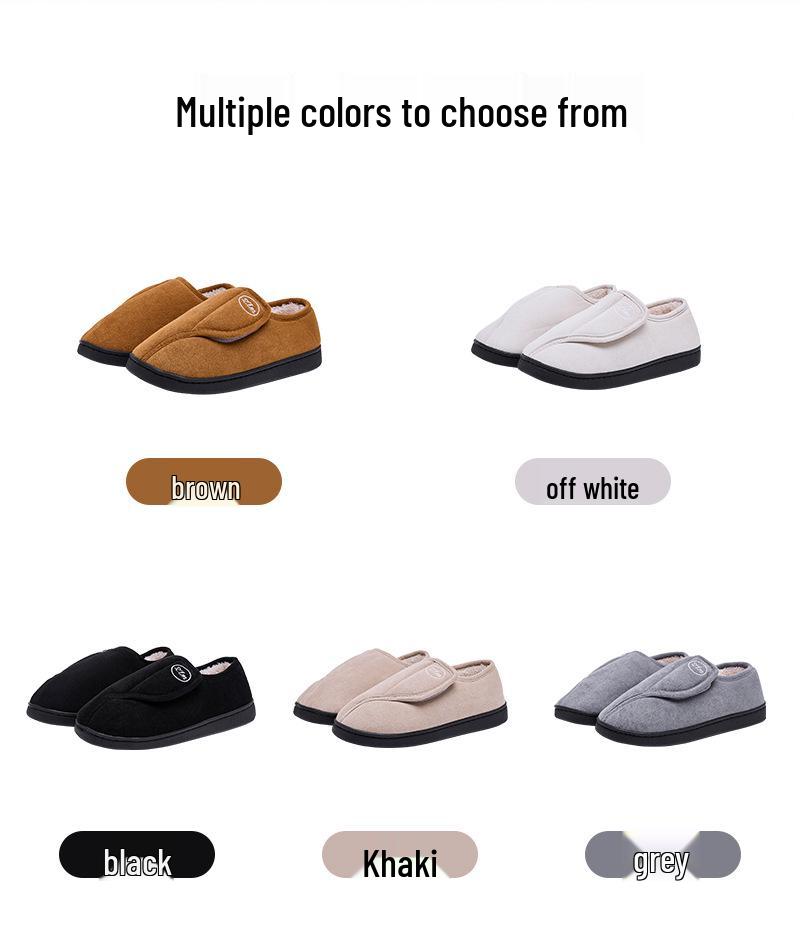 Unisex Indoor Winter Fluffy Non-slip Velvet Velcro Slippers