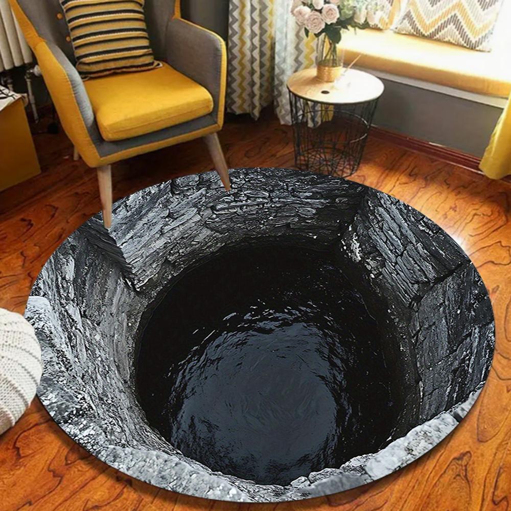 Loch Sichtbar Dreidimensional Rund Teppich Stein Grube Loch Pool Teppich Innen Spaß Weich Dekorativ Fußmatte
