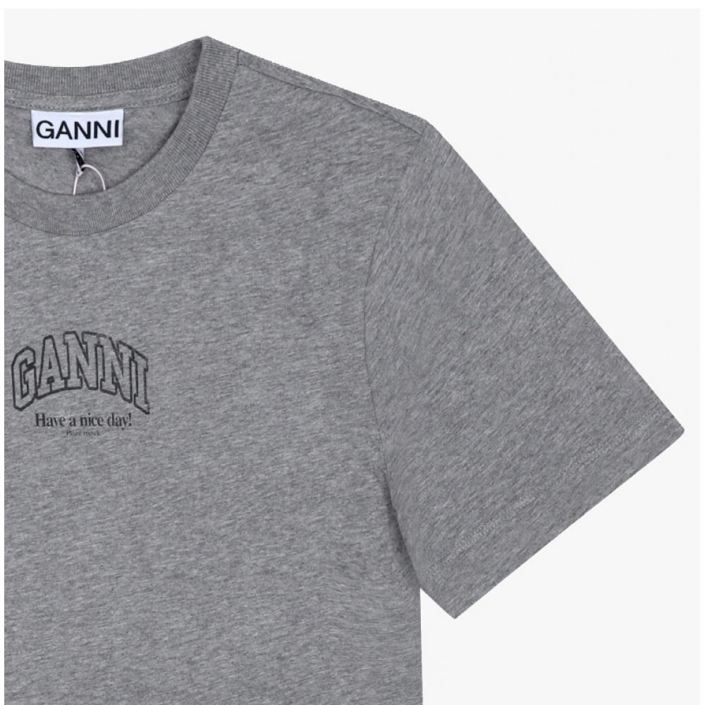Ganni Damen Kurzarm-T-Shirt Essential Logo A1050057 920