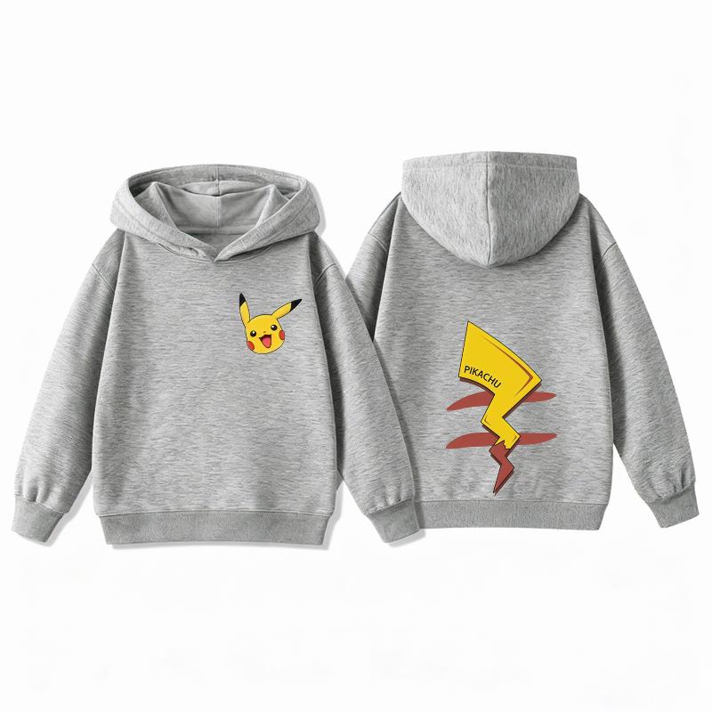 Potdemiel Cute and Fun Pikachu Print Children's Sweatshirt Boys and Girls Clothing Autumn and Winter Warm Children's Hoodie