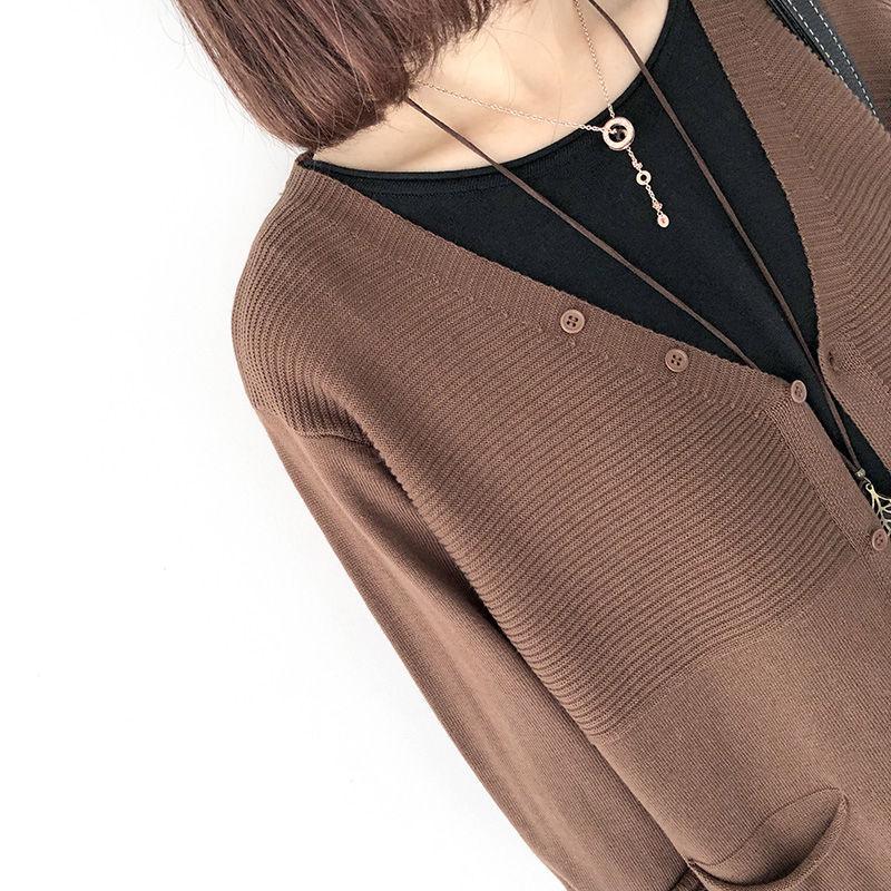 Women's Loose V-neck Long Sleeve Knitted Cardigan for Spring and Autumn 2025