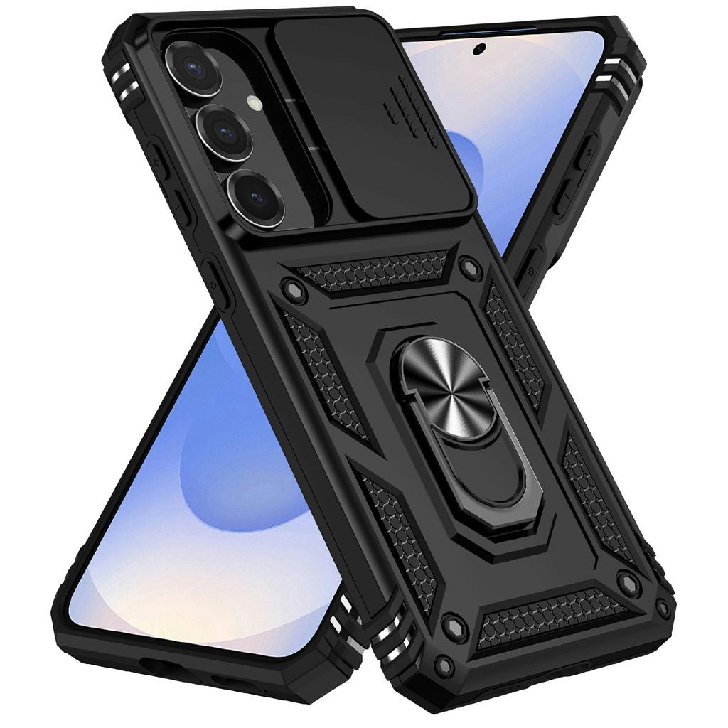 For Samsung Galaxy S25 FE Case PC + TPU Phone Cover with Lens Protection Kickstand