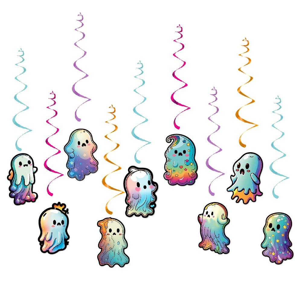 Paper Ghost Spiral Pendant Colorful Ghost Ceiling Decoration  Home Decoration