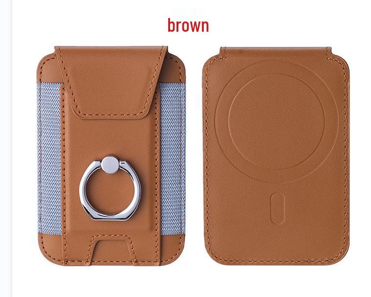Magnetic Card Holder with Finger Ring & Elastic Band for iPhone 12/13/14/15 Magsafe