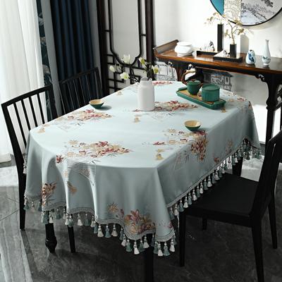 Tovaglia ovale con nappe cinesi per tavolo da pranzo, festa, cucina di lusso, tavolino da caffè, tessuto 3D Jacquard, decorazione per la casa