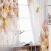 2 ks závěsů s pomerančovými květy: vhodné do obývacího pokoje/pro denní použití, svěží a elegantní, průsvitné záclony z gázy tyčového typu