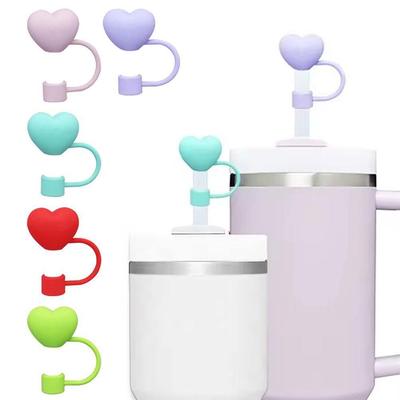 Straw Cover Cap for  Cup, Heart-shaped Straw Topper