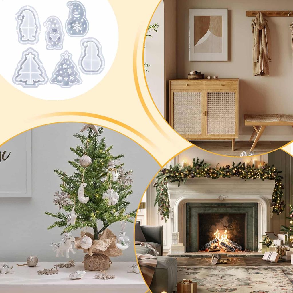 Christmas Candle Holders Silicone Molds Xmas Tree Shaped Tea Light Candle Holder Making Resin Epoxy Casting Mold Home Decoration