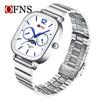 Fashion Ofns Brand Quartz Waterproof Light Luxury Five-hand Disc Five-pin Minimalist Square Moon Phase Men's Steel Watches