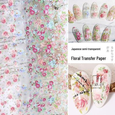 Autocollants de Transfert Nail Art Floral Japonais – Décoration Gel Ciel Étoilé