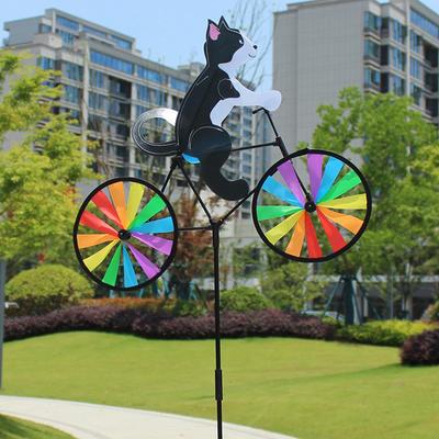 Tierreiten Dreidimensionale Cartoon-Modellierungs-Windmühle Kreative Fahrrad-Windspinner Stehende Stange Garten Hof Dekoration