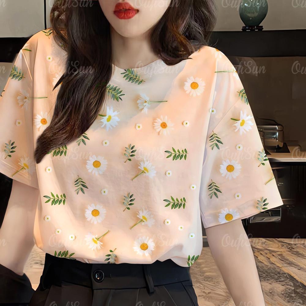 Women's Flower Pattern Women's T-shirt Summer