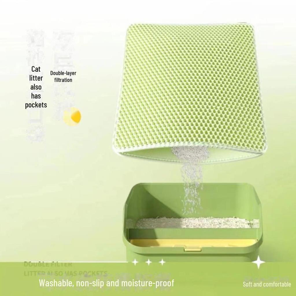 Waschbare, rutschfeste doppellagige EVA-Katzenstreumatte – Spritzwassergeschützte Katzenscheuermatte für Katzentoiletten