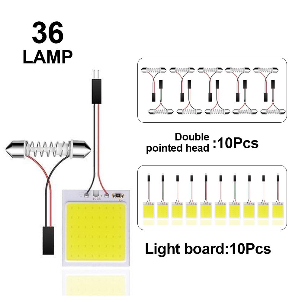 10PCS Car LED Lights Panel 18/24/36/48 SMD T10 BA9s 12V COB Lamp Bulb Car Dome Light Reading Lights Auto Interior Accessories