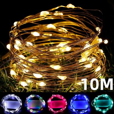 10 מטר נורות מחרוזת LED מחוט נחושת מופעלות על סוללות גרלנד תאורת פיות מחרוזות לחג המולד לחג נישואין קישוט למסיבה