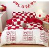 4 Piece Washed Cotton Bed Sheet Set Brushed Finish Duvet Cover Pillowcase For Years Round Comfort Family Household Use
