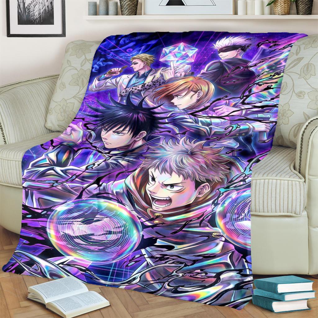Warm Jujutsu Kaisen Blanket Flannel Material for Bedrooms, Sofas, Beds, Chairs, Picnics, Travel