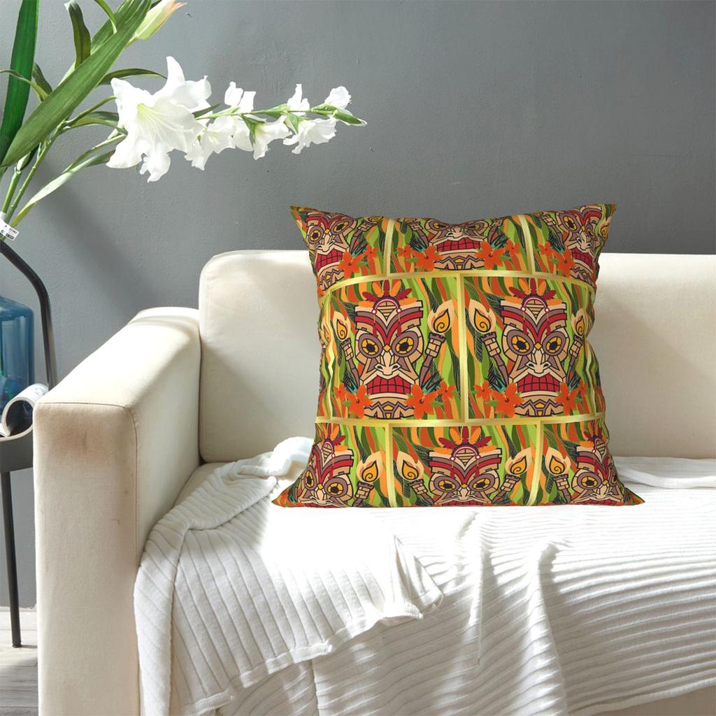 Ethnic Totems Of Indians Tiki Square Pillowcase Pillow Cover Cushion Zip Decorative Comfort Throw Pillow for Home Car