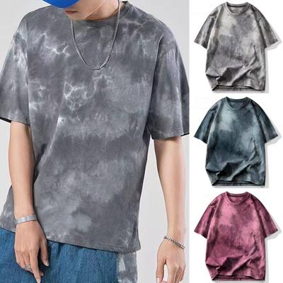 Retro kravatové tričko s barevným potiskem s výstřihem do O Krátký rukáv Volný střih Pulovrové topy Muži Ženy Oversized Hip Hop tričko